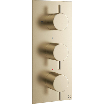 Crosswater MPRO inbouw thermostatisch douchekraan verticaal 2 stopkranen geborsteld messing (goud)