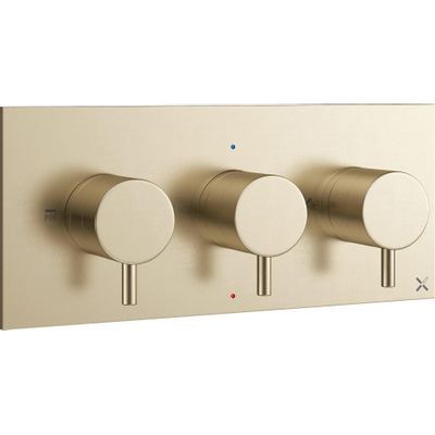 Crosswater MPRO inbouw thermostatisch douchekraan horizontaal 2 stopkranen geborsteld messing (goud)