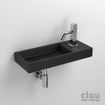 Clou Mini Wash Me fontein 45x19cm kraangat rechts Keramiek Zwart mat SW9313