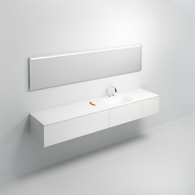 Clou Hammock wastafelblad 220x50.3cm enkele waskom rechts Aluite Wit mat