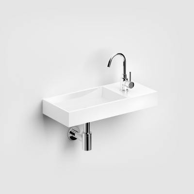 Clou Mini Wash Me fontein 56x24cm rechts mineraalsteen Wit