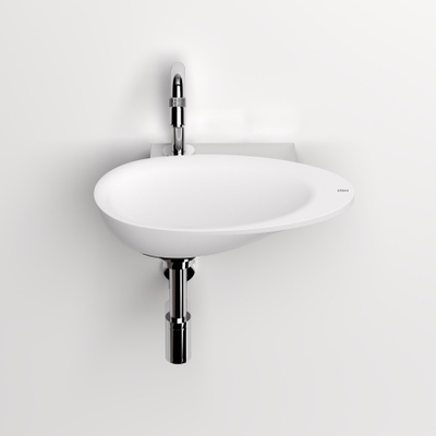 Clou First fonteinkom 36x21.8cm zonder kraangat met plug Aluite Wit mat