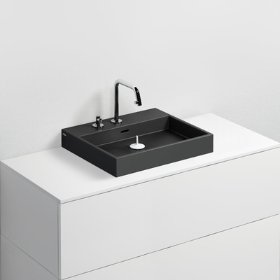 Clou Wash Me wastafel 50x42cm zonder plug Keramiek Zwart mat