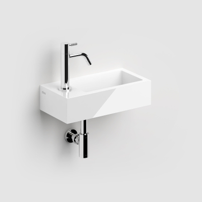 Clou Flush 3 fontein 36x18x9cm kraangat links mineraalsteen Wit