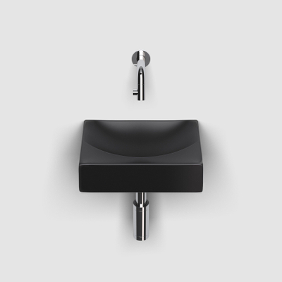 Clou Vale fonteinset keramiek 28x19x7cm zonder kraangat met fonteinkraan en sifon Zwart mat