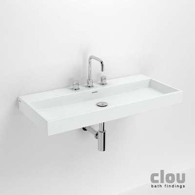 Clou Wash Me wastafel 90x42cm zonder plug Keramiek Wit