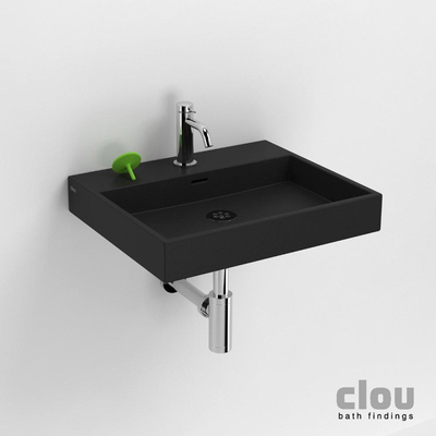 Clou Wash Me wastafel 50x42cm zonder plug Keramiek Zwart mat