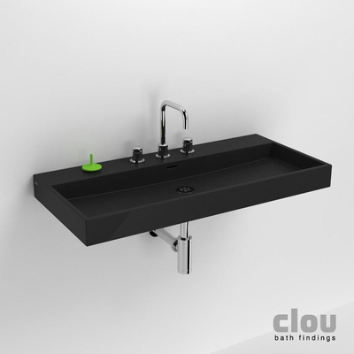 Clou Wash Me wastafel 90x42cm zonder plug Keramiek Zwart mat