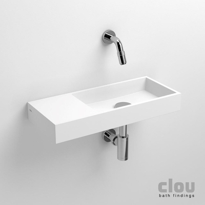 Clou Mini Wash Me fontein 45x19cm voorbewerkt kraangat links Aluite Wit mat