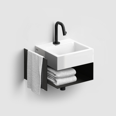 Clou Flush Open Kast - 36.5x27x20.5cm - rechts - met handdoekhouder - zwart