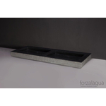 Forzalaqua Palermo Doppio wastafel 140.5x51.5x9cm Rechthoek 0 kraangaten 2 wasbakken Natuursteen Hardsteen gefrijnd SW67822