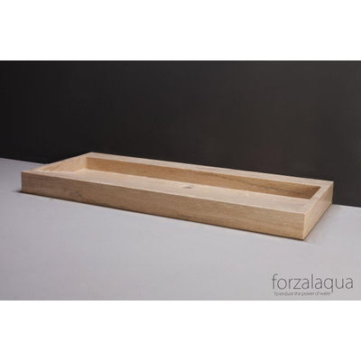 Forzalaqua Palermo wastafel 100.5x51.5x9cm Rechthoek 0 kraangaten Natuursteen Travertin gezoet