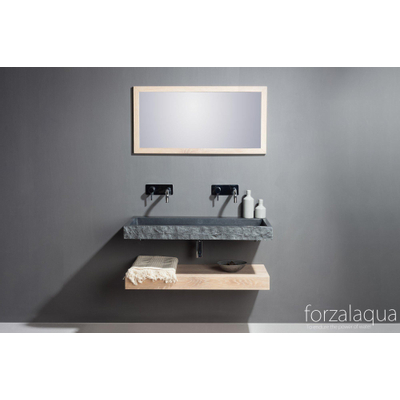 Forzalaqua Plateau wastafelblad 140x46x9cm Rechthoek Massief eiken Smoke OUTLETSTORE