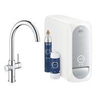 GROHE Blue Home Keukenkraan - C-uitloop - 1-gats - filterfunctie - plat licht en bruisend water - chroom SW228367