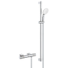 GROHE Grohtherm 1000 Performance Doucheset - thermostatische douchekraan - met rozetten - met glijstangset - 90cm - ronde handdouche - 2 straalsoorten - gladde doucheslang - chroom SW999031