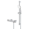 GROHE Grohtherm 1000 Performance Doucheset - thermostatische douchekraan - met rozetten - met glijstangset - 60cm - ronde handdouche - 2 straalsoorten - gladde doucheslang - chroom SW999102