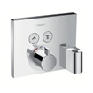 Hansgrohe ShowerSelect afbouwdeel voor inbouwkraan thermostatisch met omstel voor 2 douchefuncties incl. Porter wandhouder en Fixfit muuraansluitboch chroom 0451554