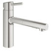 GROHE Concetto Keukenkraan - uittrekbare uitloop - 2 straalsoorten - supersteel geborsteld 0467944