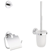 GROHE Essentials Toilet accessoireset 3-delig met toiletborstelhouder, handdoekhaak en toiletrolhouder met klep chroom 0438150