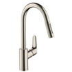Hansgrohe Focus keukenkraan met uittrekbare vuistdouche RVS look GA66536