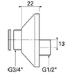 Venlo s koppeling 3/4x1/2 per paar chroom GA29446