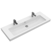 Villeroy en Boch Subway 2.0 meubelwastafel 130x47cm met 2 kraangaten met overloop wit 1024052