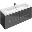 Villeroy & boch Subway 2.0 wastafelonderkast 128.7x52x4.49cm Grijs hoogglans 1024265