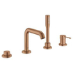 GROHE Essence New afbouwdeel voor 4-gats badrandcombinatie met omstel incl. baduitloop, handdouche en doucheslang 200cm brushed warm sunset SW98803