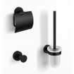 Royal plaza Salix toiletset haak+rolhouder+borstelhouder mat zwart SHOWROOMMODEL SHOW22153