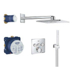 GROHE Smartcontrol Regendoucheset Inbouw - hoofddouche vierkant 31 cm - 2 functies - handddouche staaf 1 stand - chroom SW108048