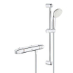 GROHE Grohtherm-1000 New comfortset met douchekraan thermostatisch HOH=12cm met New Tempesta glijstangcombinatie 60cm chroom/wit SW108043