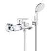 GROHE Eurostyle New badkraan met omstel met koppelingen met douchegarnituur met gesloten greep chroom/wit SW108054