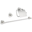 GROHE Essentials Toilet accessoireset 3-delig met toiletborstelhouder, handdoekhaak en toiletrolhouder met klep super steel SW97652