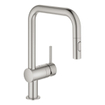 GROHE Minta Keukenkraan - draaibare/uittrekbare uitloop - 2 straalsoorten - supersteel geborsteld SW225335