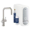 GROHE Blue Home Keukenkraan - uittrekbare u uitloop - 1 gats - filterfunctie - plat licht en bruisend water - supersteel geborsteld SW236972