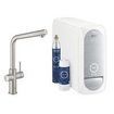 GROHE Blue Home Keukenkraan - 1-gats - duo L-uitloop - wifi - Chilled en Sparkling - 3x gekoeld - 3x bruisend - supersteel OUTLETSTORE STORE30761