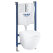 GROHE Euro Ceramic toiletset - Solido inbouwreservoir - spoelrandloos - softclose zitting - bedieningsplaat chroom - glans wit SW242386