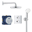 GROHE Grohtherm Perfect Regendoucheset - hoofdddouche 21cm - 2 functies handdouche rond 10cm - rechthoekig afbouwdeel - chroom SW236924