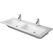 Duravit ME by Starck meubelwastafel dubbel 2 kraangaten met overloop 130x49cm mat wit SW297040