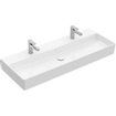 Villeroy & Boch Memento 2.0 wastafel onderzijde geslepen 120x47cm met overloop 2 kraangaten ceramic+ wit SW336067
