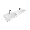 Royal Plaza Intent wastafel 120x45x1.5cm 2 kraangaten 2 wasbakken wit mat solid surface SW477394