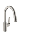 Hansgrohe M42 M429-H180 1-gats keukenkraan m. uittrekbare handdouche m. 360° draaibare uitloop RVS SW241696
