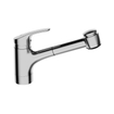 Hansa Hansamix 1 gats keukenkraan met uittrekbare handdouche met uitloop 23.5cm chroom 0396337