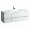 Laufen New Case Living Square onderbouwkast 129x47.6x45.9cm 2 lades. 2 deuren 2 glasplaten hout antraciet eiken 0084239