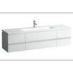 Laufen New Case Living Square onderbouwkast 129x47.6x45.9cm 1 lade. 2 deuren 2 glasplaten hout antraciet eiken 0084242