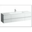 Laufen New Case Living Square onderbouwkast 129x47.6x45.9cm 2 lades. 2 deuren 2 glasplaten hout antraciet eiken 0084245