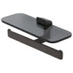 Geesa Shift Toiletrolhouder dubbel Zwart metaal geborsteld met planchet van rookglas SW641371