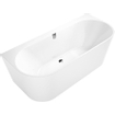 Villeroy & Boch Oberon 2.0 halfvrijstaand bad - 180x80cm - Quaryl - incl. afvoer-/overloopcombinatie in chroom en wit - mat wit SW454200