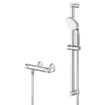 GROHE Precision Flow Glijstangset - 62cm - thermostatische douchekraan - ronde handdouche - 1 straalsoort - gladde slang - chroom SW722336