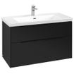 Villeroy & Boch Subway 3.0 wastafelonderkast 100x55x45cm met Volcano Black greep 2 softclose lades 1 sifonuitsparing spaanplaat volcano black SW730378